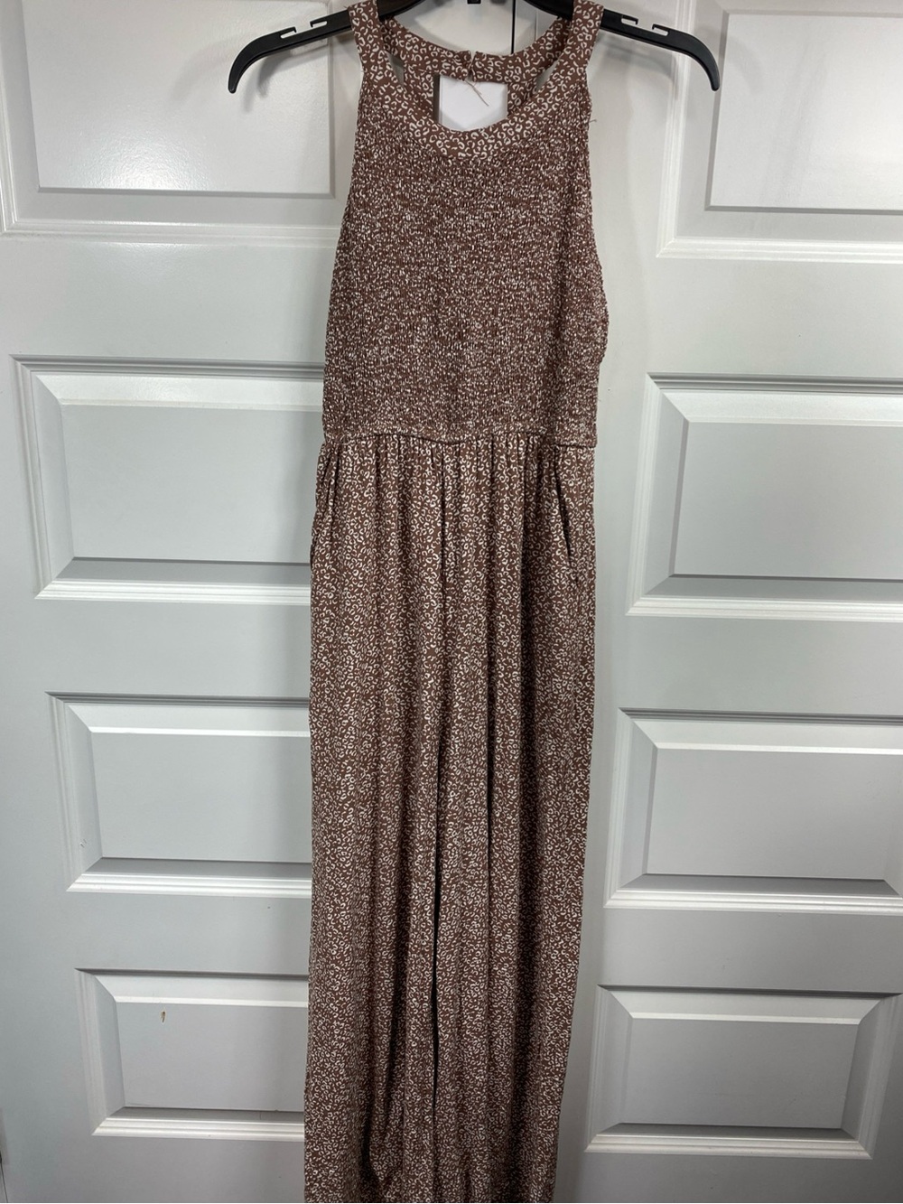 Boho Abstract Wide leg Pants Jumpsuit Maxi Halter Top Small Gathered Top Simpson